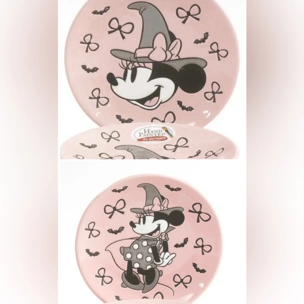 Disney Halloween Witch Minnie Mouse Appetizer Plates 4pc Holiday plate bows fun